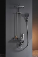 Piano Säulenduschsystem mit Thermostat Farbe: Metallic Grau – Bild 3
