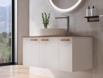 Elata Waschbeckenunterschrank mit Türenfront Breite: 100 cm Farbe: Weiß/Massiv – Bild 3