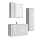 Kayra Hochschrank mit Türenfront Breite: 35 cm Farbe: Weiß Matt